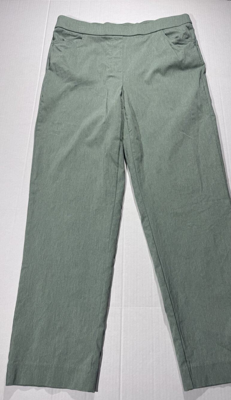 Alfred Dunner Women's Green Stretch Dress Pants Straight Leg Flat Front 8